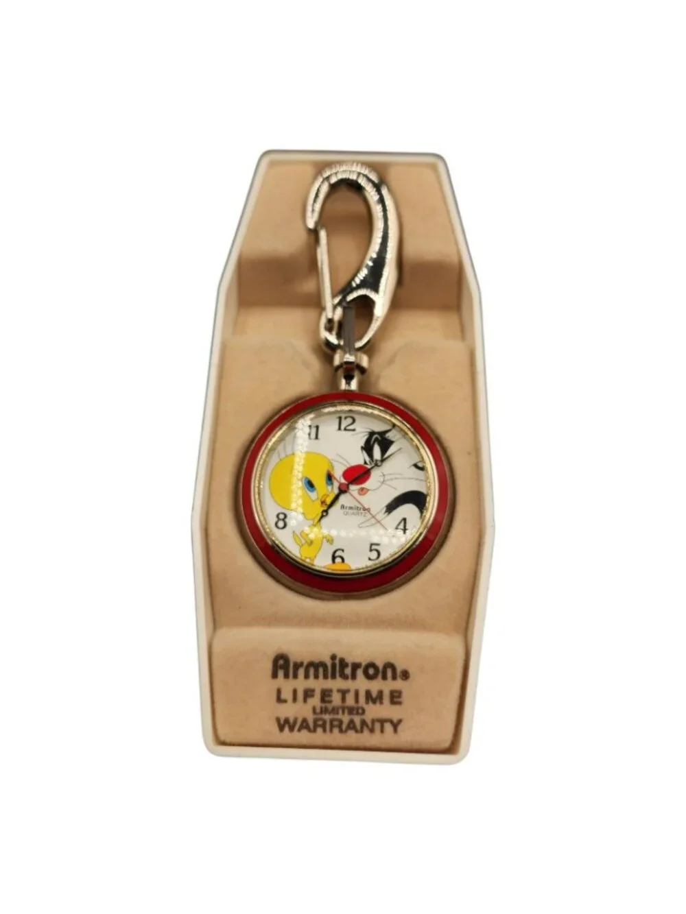 Looney Tunes Armitron 1996 Sylvester & Tweety Pocket Watch In Original Case